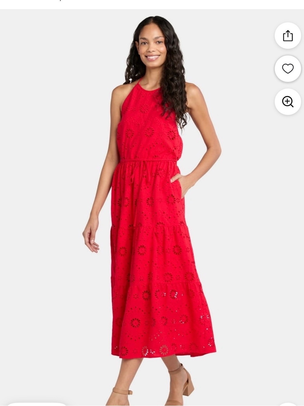 Women’s “red” (but maybe coral) eyelet halter dress. NWT - Picture 7 of 10